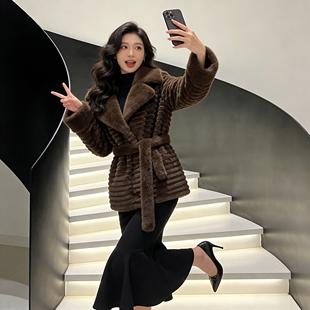 YOU·JIN【矜贵名媛】环保皮草高品质龙猫毛大翻领收腰狐狸毛大衣