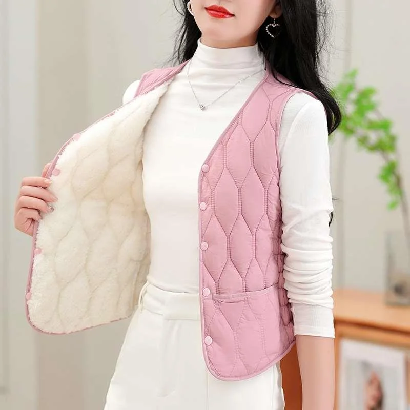 加绒马甲女2024秋冬季新款加厚棉马羽绒夹轻薄款内穿修身保暖新品