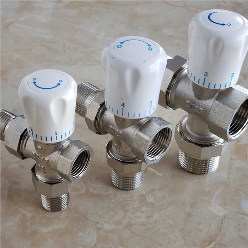 全铜暖气片手轮三通温控阀暖气三通手动调节温控阀4分6分1寸