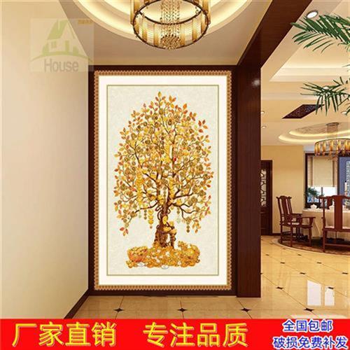玄关瓷砖画摇钱树屏风画背景墙花砖过道拼花砖个性壁画砖抛晶瓷砖