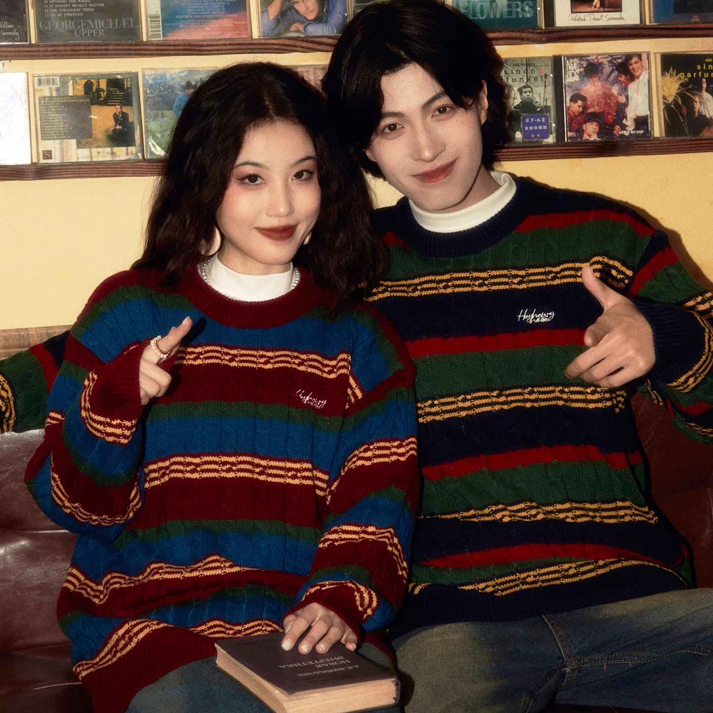 酒酿丸子ALOHA 复古哈里波特针织衫慵懒条纹费尔岛毛衣秋冬情侣装