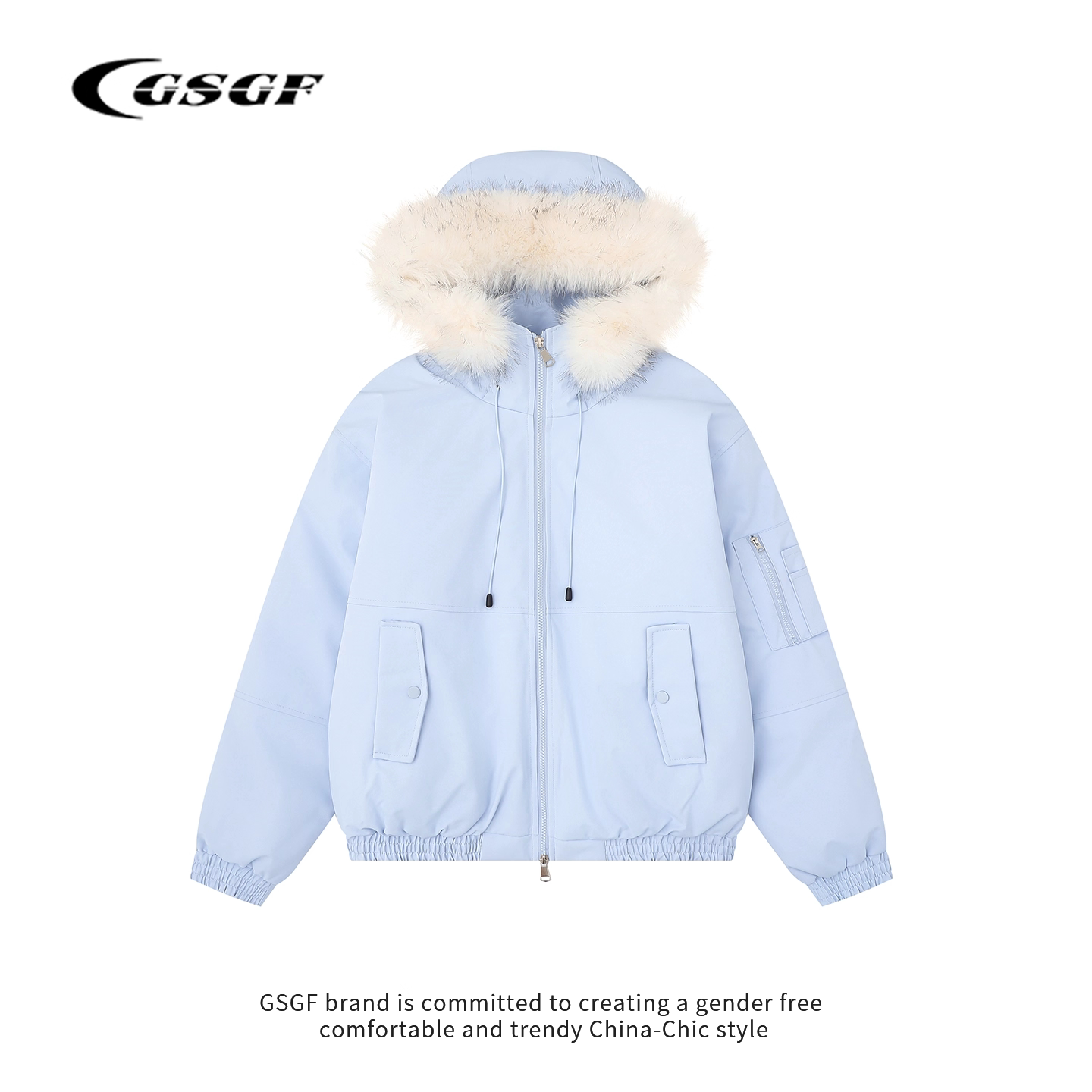 GSGF原创韩系大毛领工装派克服棉服女男2025冬季新款加厚保暖外套