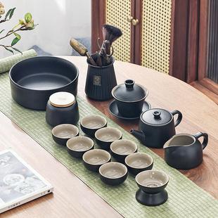 黑陶功夫茶具套装 茶杯盖碗泡茶壶茶道杯洗自动便携包 家用个性 日式