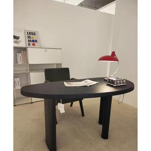 个性 北欧简约实木创意椭圆形餐桌现代办公桌小户型时尚 电脑桌书桌