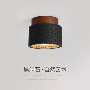 极简黑色走廊入户家用北欧阳台灯具 简约现代过道吸顶灯侘寂风意式