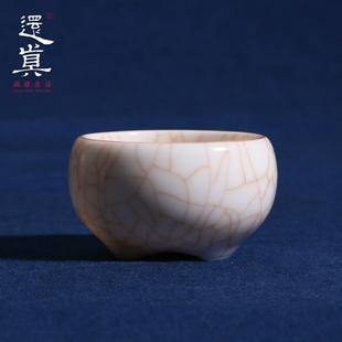还真汝瓷功夫茶具茶杯陶瓷单个汝窑品茗杯主人杯泡茶杯羊脂玉白瓷