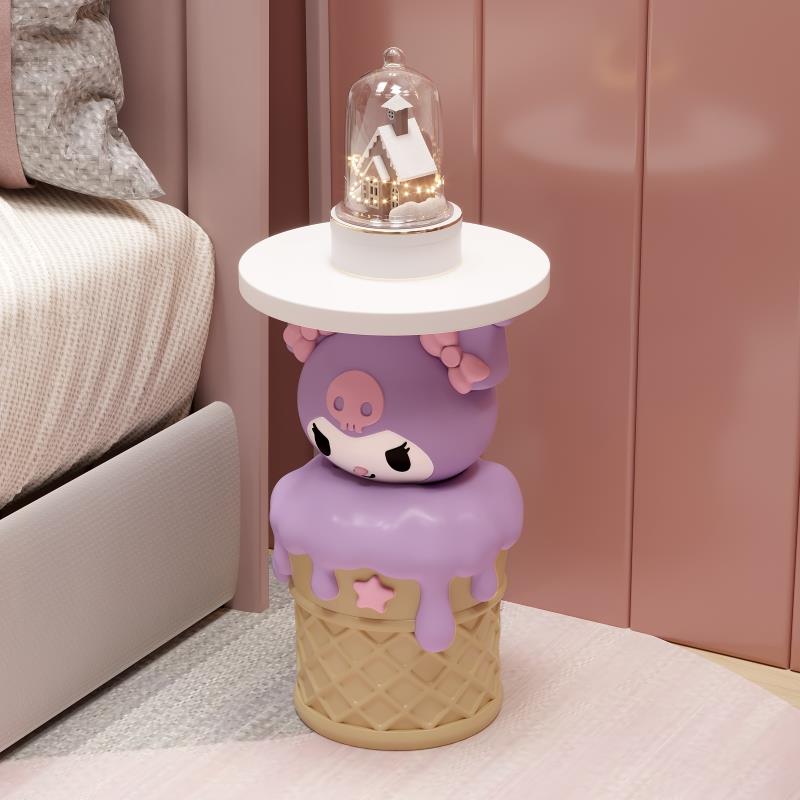 库洛米儿童房床头柜卡通创意女孩卧室艺术感2024新款网红黑色ins