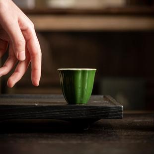 祖母绿品茗杯轻奢复古主人杯单杯家用陶瓷功夫茶具茶杯
