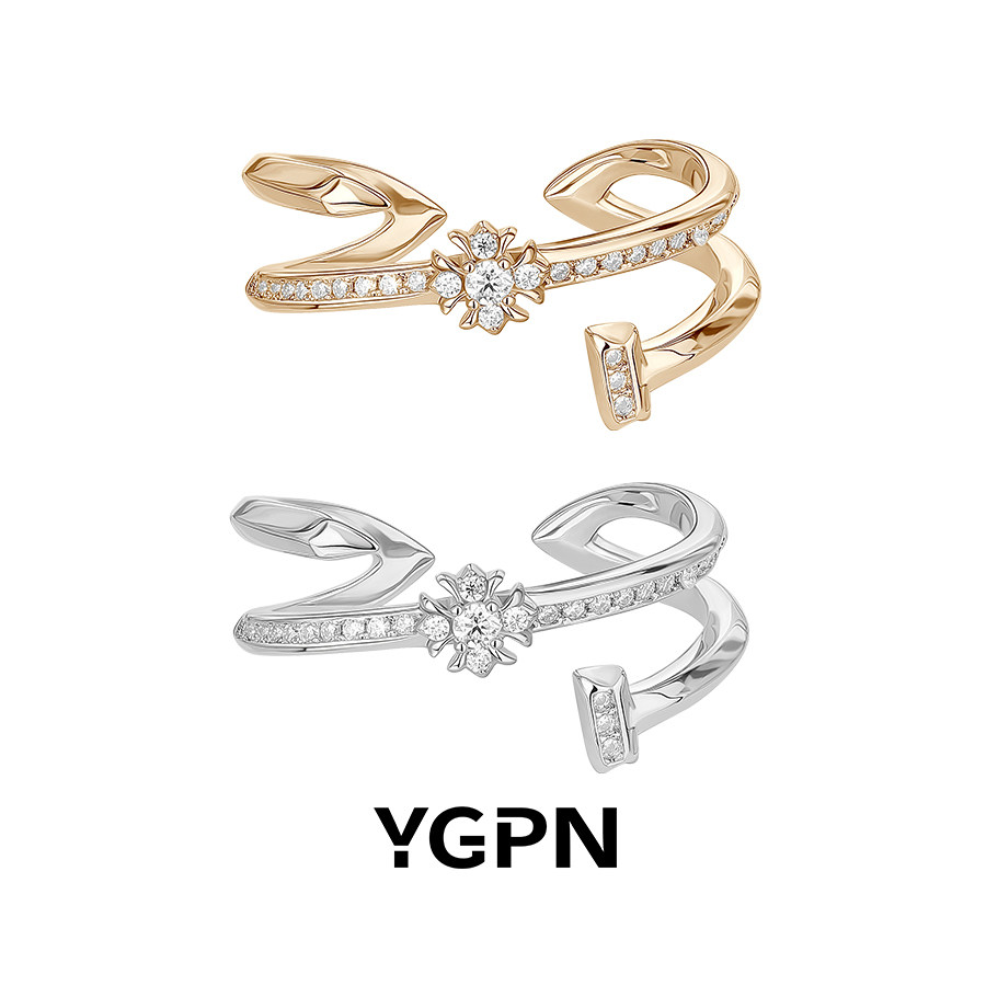 YGPN鸢尾花莫桑钻钉子戒指可调节图片