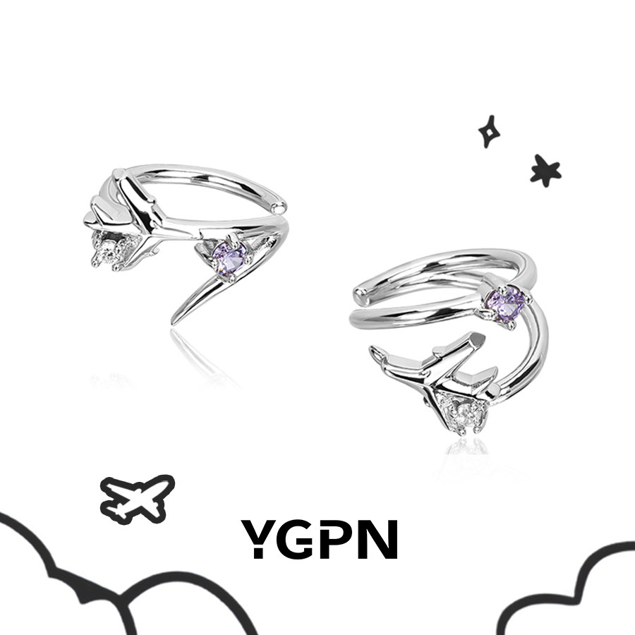 YGPN原创飞机耳夹无耳洞女新款不对称轻奢高级感小众设计甜酷耳饰