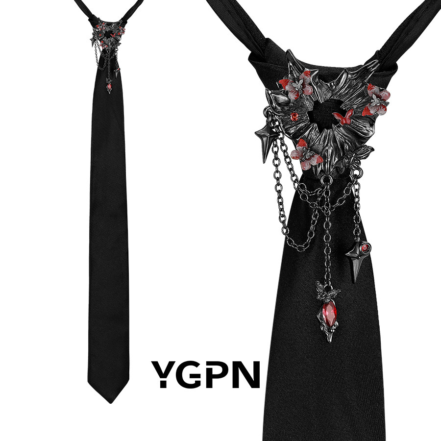 YGPN黑蝴蝶领带女款原创小众设计高级感懒人韩版衬衫免打红蝶领结