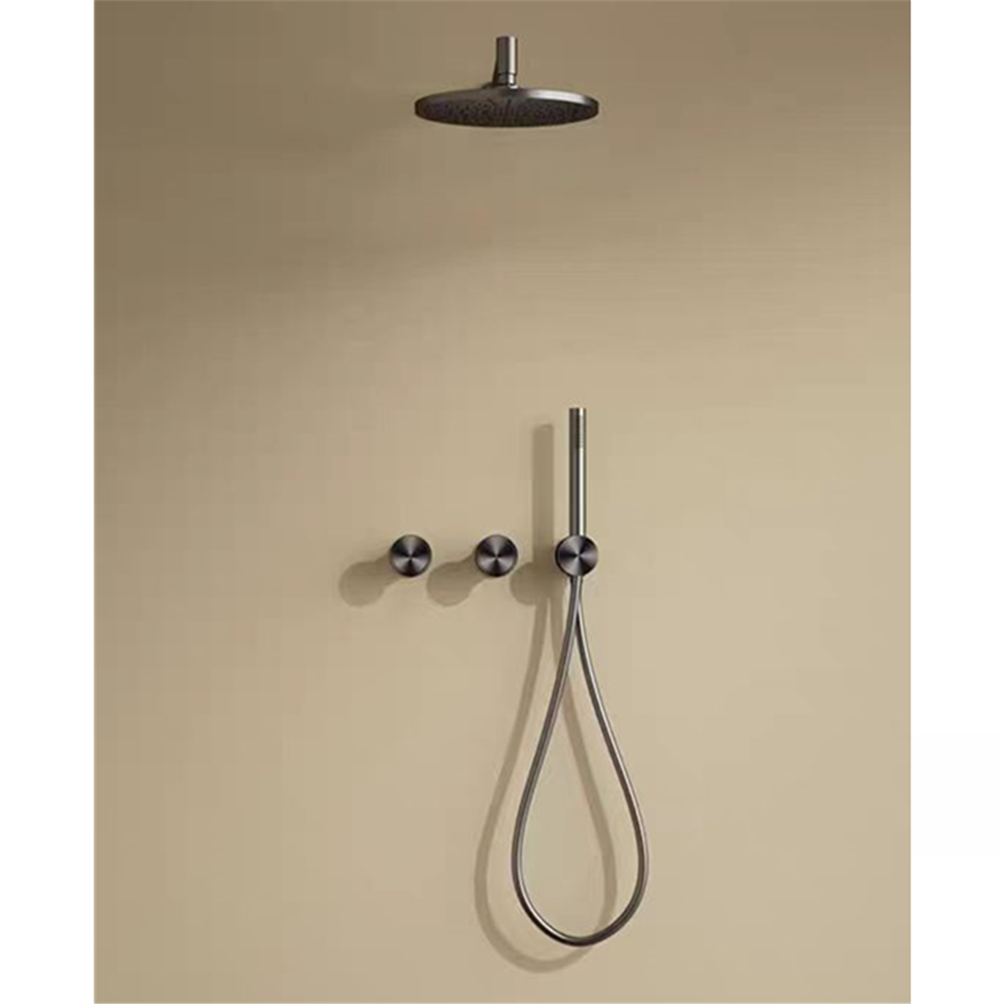 拉丝镍全铜暗藏入墙式花洒