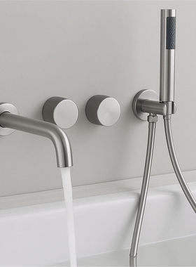 意大利极简cea暗装入墙式浴缸龙头冷热全铜大流量拉丝镍缸边龙头