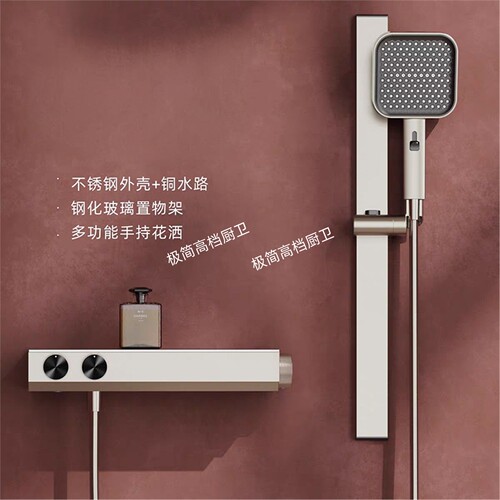 意大利明装花洒极简全铜家用淋浴