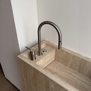 极简镍拉丝全铜家用浴室梳洗台旋转分体式双孔抽拉洗脸面盆水龙头