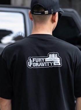 EYE OF STARK x FURY 纯棉短袖男t恤新款美式重磅烫画半袖宽松夏