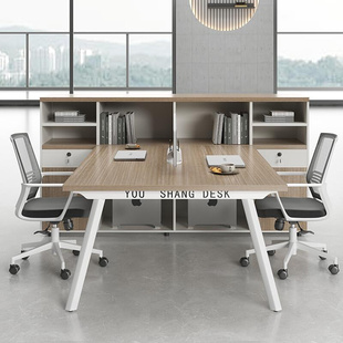 工位办公桌办公室子 财务办公桌椅组合简约现代T型双2人面对面时尚