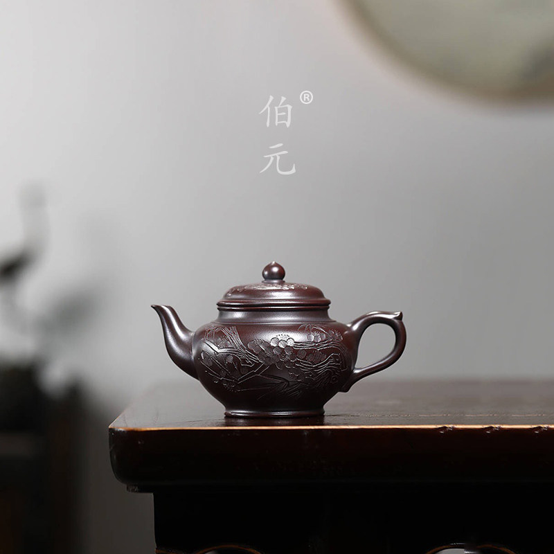 伯元中式紫砂刻绘笑樱