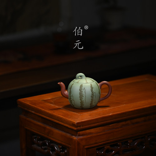 伯元中式紫砂手工仿生西瓜壶