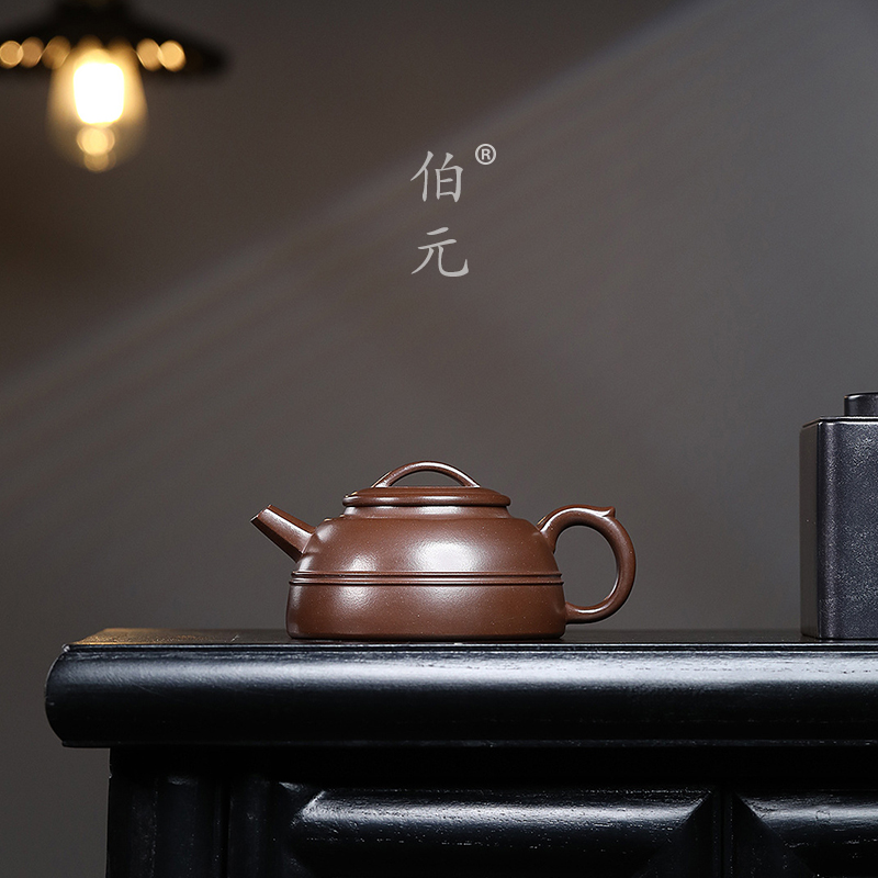 宜兴紫砂壶原矿紫泥线圈壶家用中式手工泡茶壶国风功夫茶具 210ml