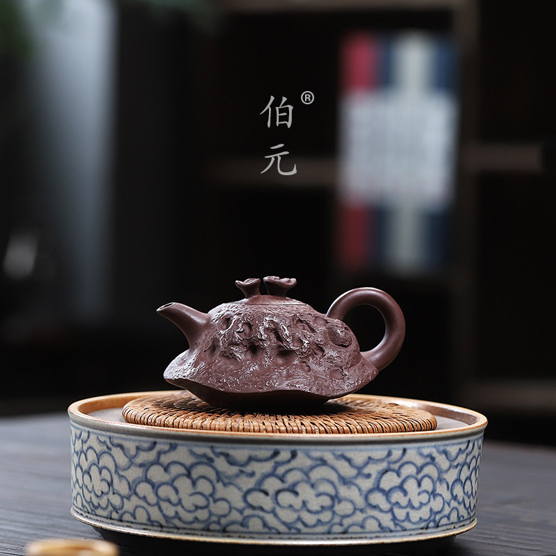 手工灵芝花器伯元紫砂中式