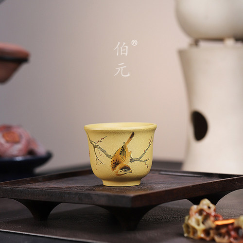 彩绘贴花主人杯伯元紫砂中式国风