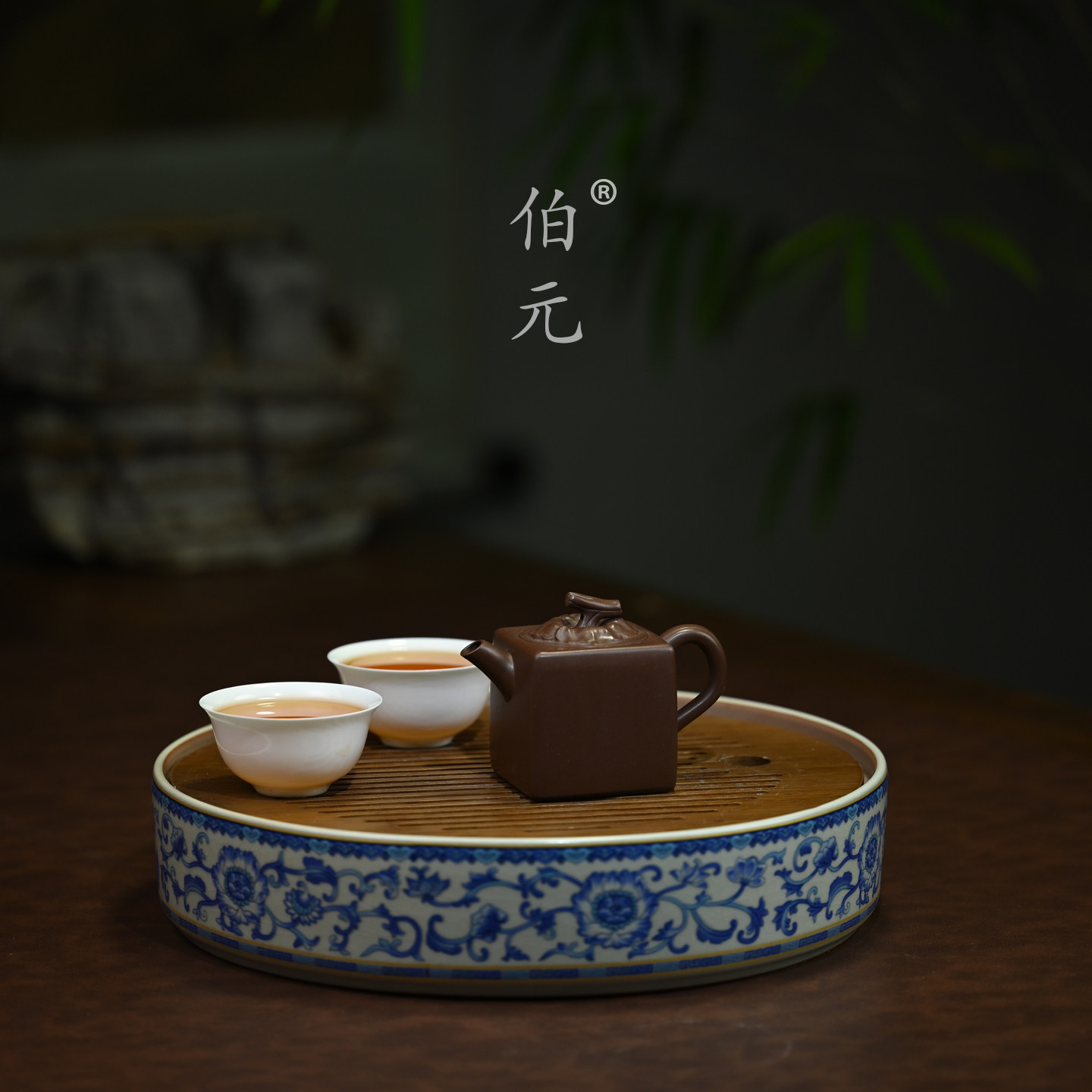 伯元中式紫砂原矿四方柿壶