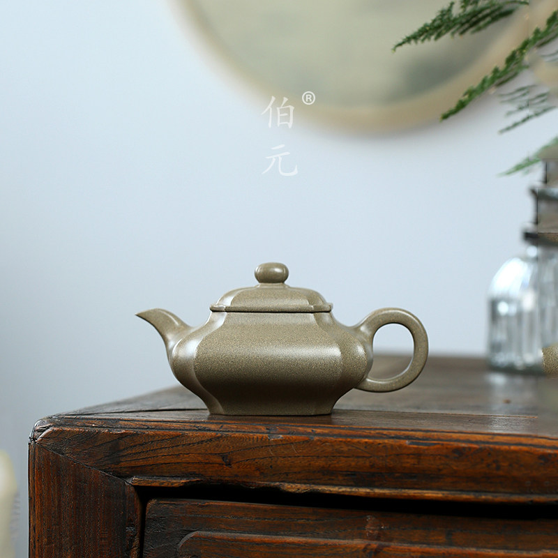 手工四方抽角虚扁伯元紫砂中式