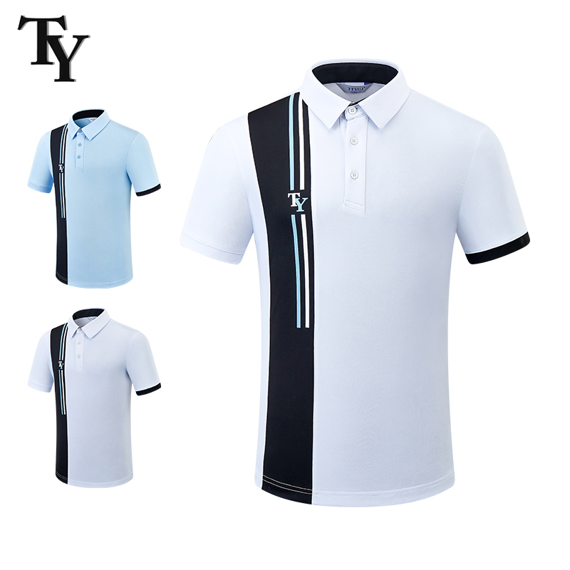 TY男士短袖翻领撞色运动球服
