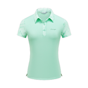 高尔夫服装 女士短袖夏季轻薄透气弹力速干羽毛球运动休闲印花T恤