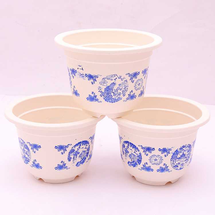 优质塑料花盆盆景用盆 中国风 青花瓷盆 发财树专用盆