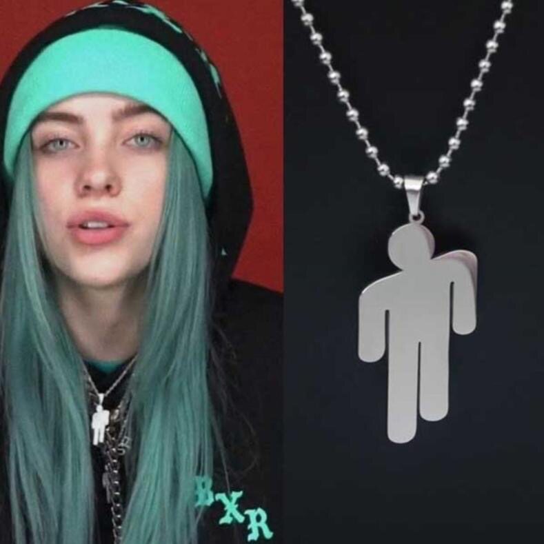 嘻哈时尚风Billie Eilish碧梨小人同款项链街头男女潮钛钢挂件潮