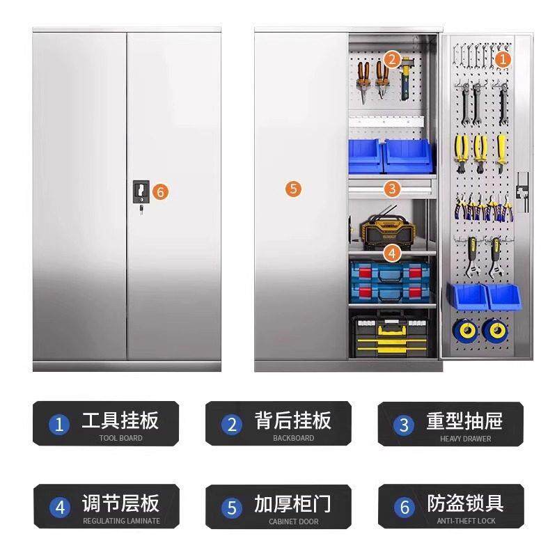 定制不锈钢工具柜重型五金收纳柜车间汽修零件储物柜移动工具车