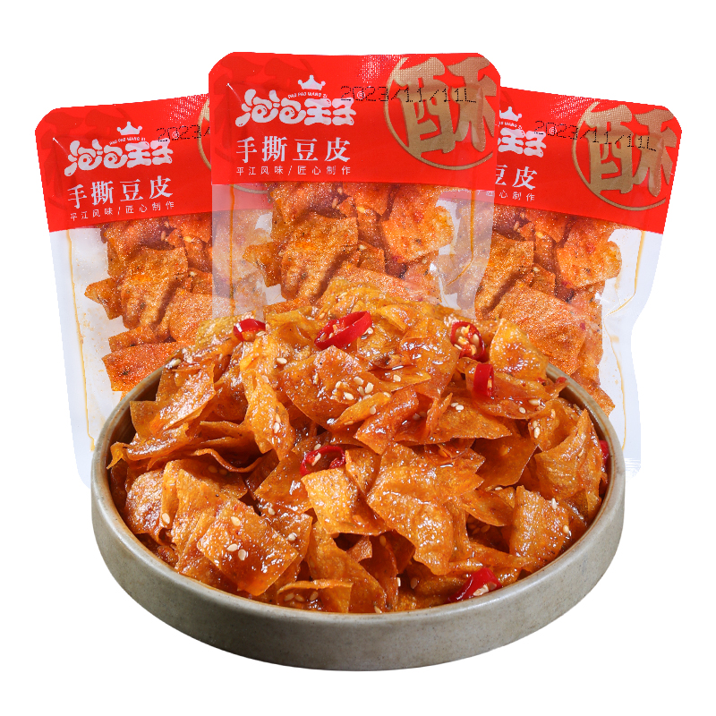 泡泡王子酥脆豆皮波浪手撕豆片香辣味辣条片豆腐皮豆干休闲小食品