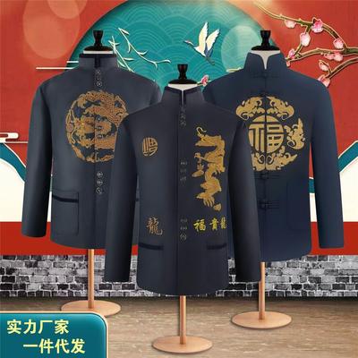 寿衣男全套殡葬用品刺绣现代龙装