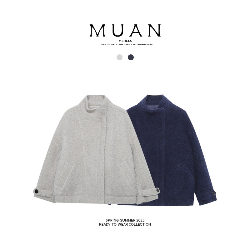 木岸muan布鲁克林大衣羊毛上衣830克冬季保暖外套女D-YJ-25089