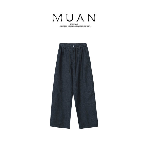 木岸muan约翰工装裤春秋百搭定制高级汉麻长裤女YJ-23936