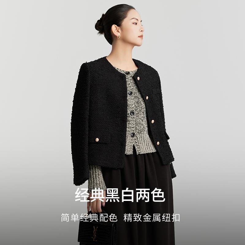 muan木岸小香风外套秋冬百搭复古时尚小香风简约短款上衣YJ-23607