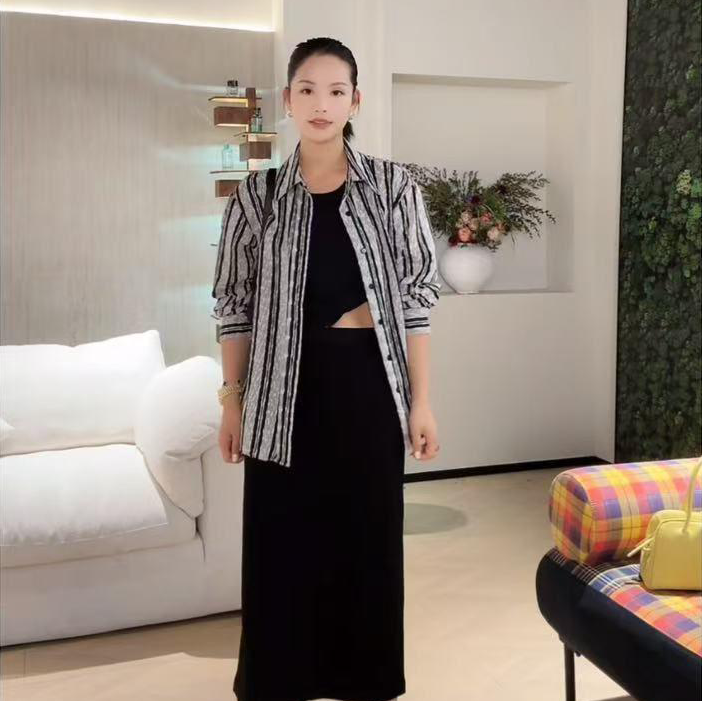 木岸muan画廊衬衫定制法式竖条纹设计感宽松衬衫上衣女HH-5932