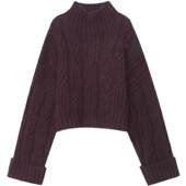 055 木岸muan羊毛毛衣定制630克宽松长袖 宽松绞花毛衣上衣女DG3