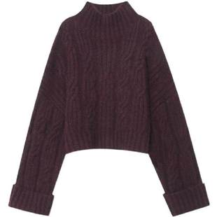 055 木岸muan羊毛毛衣定制630克宽松长袖 宽松绞花毛衣上衣女DG3