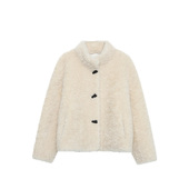 木岸muan小布朗尼外套定制100%纯羊毛牛角扣800克外套D YJ2 24827