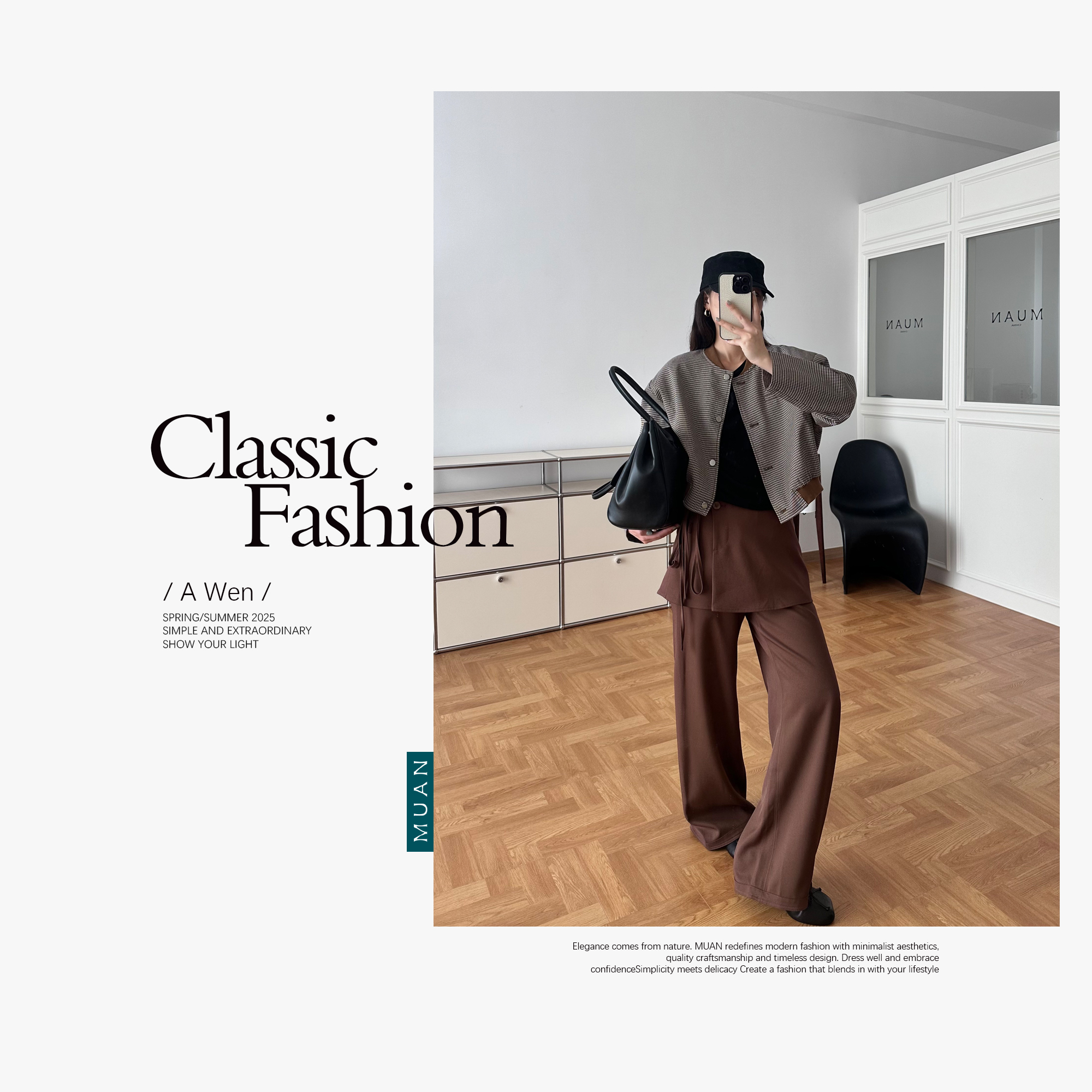 木岸muan定制高级艺术感双层外裙长裤简约宽松直筒裤裙女DG3-8862