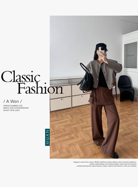 木岸muan定制高级艺术感双层外裙长裤简约宽松直筒裤裙女DG3-8862