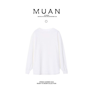 女HH 木岸muan干净长袖 打底衫 保暖宽松长袖 1574 T定制圆领简约冬季