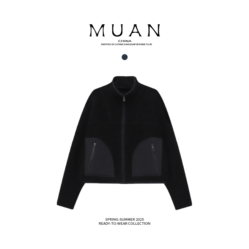 木岸muan奥利奥外套定制羊毛856克颗粒加绒加厚保暖上衣D-JD-2531