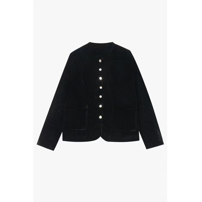 木岸muan小金豆经典版定制丝绒小香风菱格棉服短外套女上衣JD-339