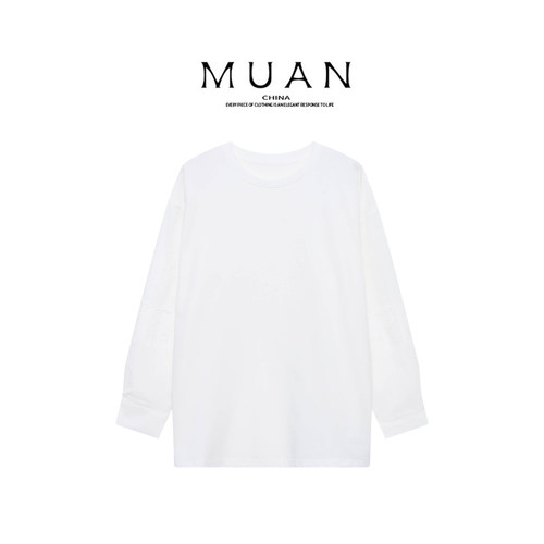 木岸muan灵魂基础高级定制宽松简约蕾丝袖口上衣女YJ-23329