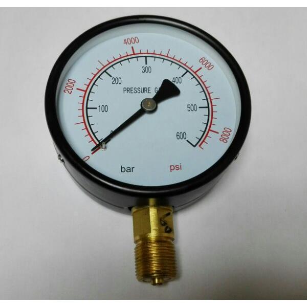 压力计100mm 双刻度压力显示表 pressuregauge 0-600bar 8000psi