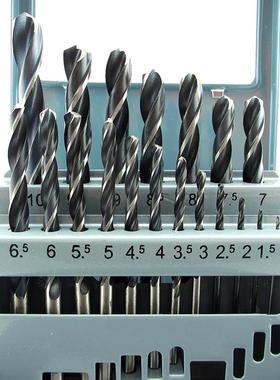 19PC高速钢套装麻花钻头 角铁不锈钢薄板 开孔钻 19支铁盒直柄钻